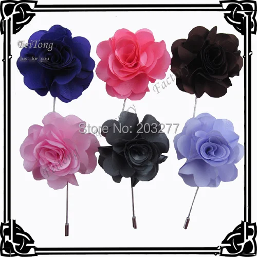 Free shipping!newest 24PCS/LOT  satin rose flowers stick  pins  brooch pin  lapel pins 6color for your choice