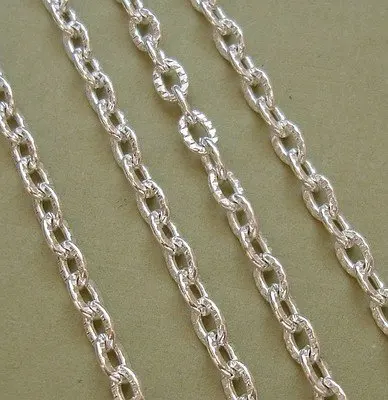 

Free shipping!!!!200M/lot Silver Plated Flat Textured Cross Cable Chain 4.5*3mm