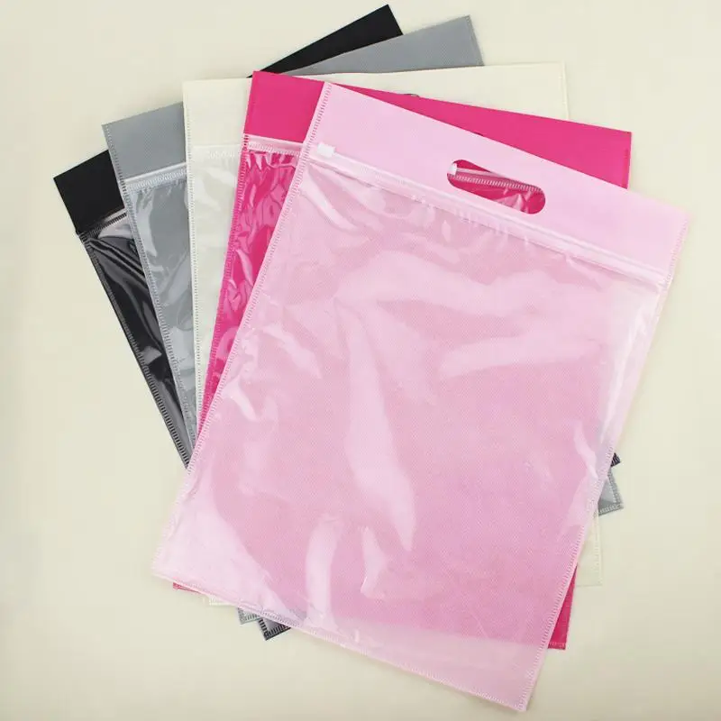 

50pcs/lot-30*35+5cm Non-woven zipper bag Gift handbag Travel storage bag clothing bags