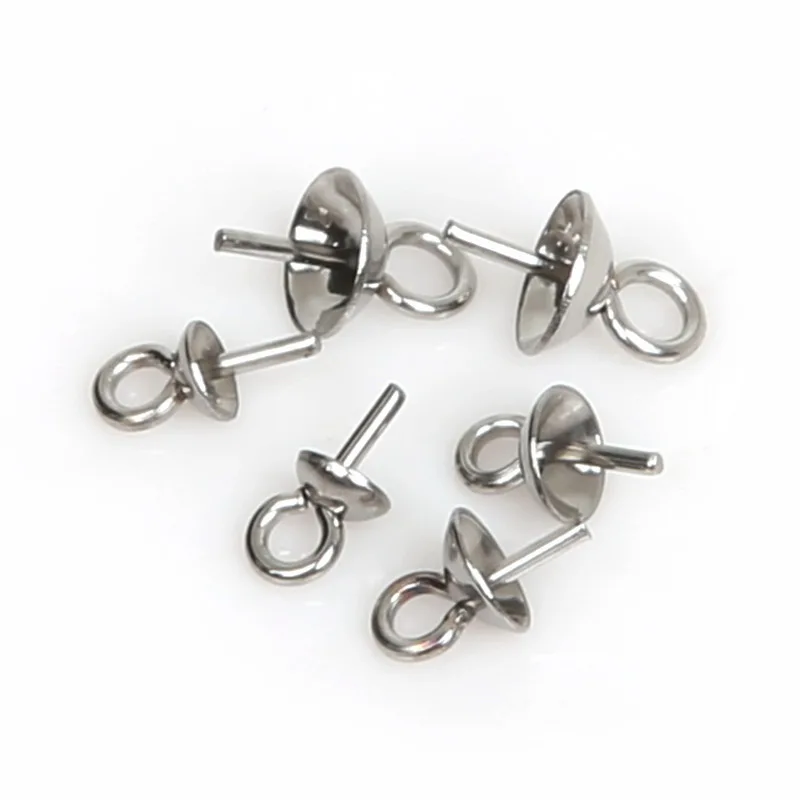 50pcs Stainless Steel Screw Eye Pin Bail Top Drilled Beads End Cap for DIY Charm Pendant Hook Caps Connectors Jewelry Making