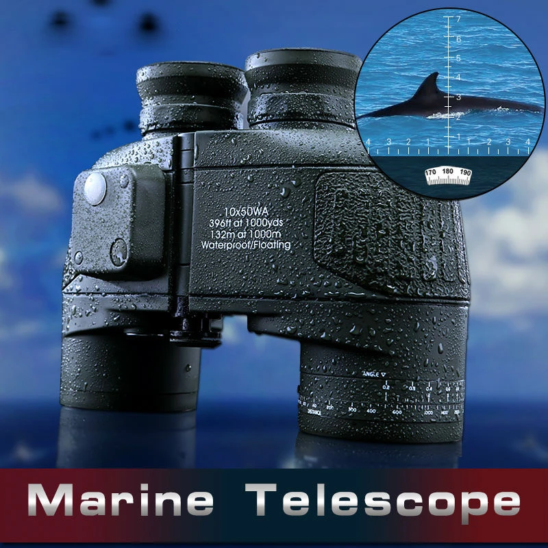 

10X50 Binocular Telescope Long Range Rangefinder Compass Professional Telescope Waterproof Nitrogen Powerful Binoculars