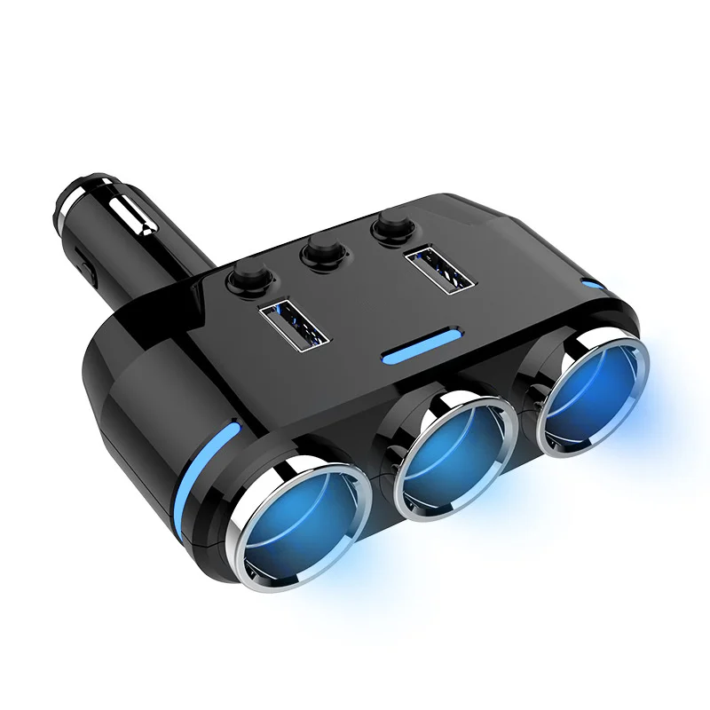 

Universal 3 Sockets Way Car Auto Cigarette Lighter Splitter Power Adapter Dual 2 USB Car Charger for iphone