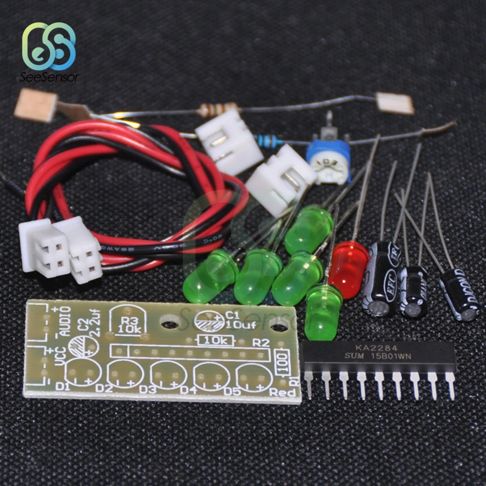 1 Set KA2284 Audio Level Indicator Suite Trousse Electronic Parts 5mm RED Green LED Level Indicating 3.5-12V Electronic DIY Kit