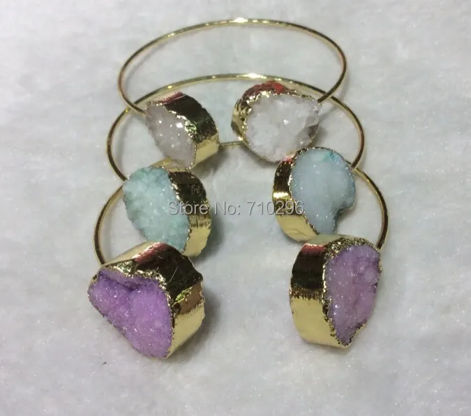 

Drusy Cluster Bracelet Natural Geode quartz Drusy Cluster jewelry 5pcs/lot Mixed color