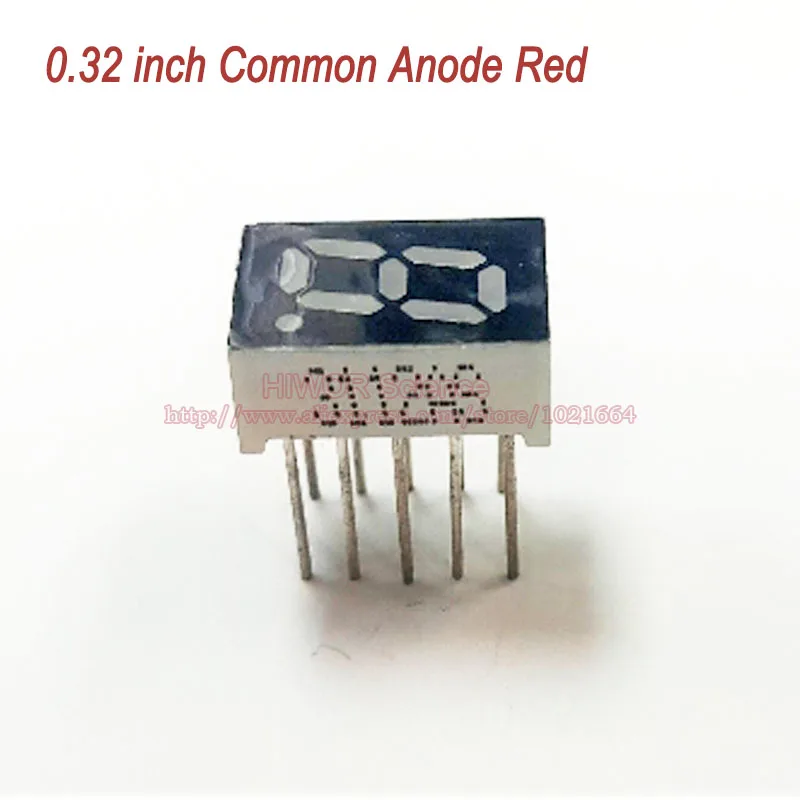 

200pcs 10 Pins 3211BR 3211AR 0.32 Inch 1 Bit Digit 7 Segment Red LED Display Share Common Anode Cathode Digital Display