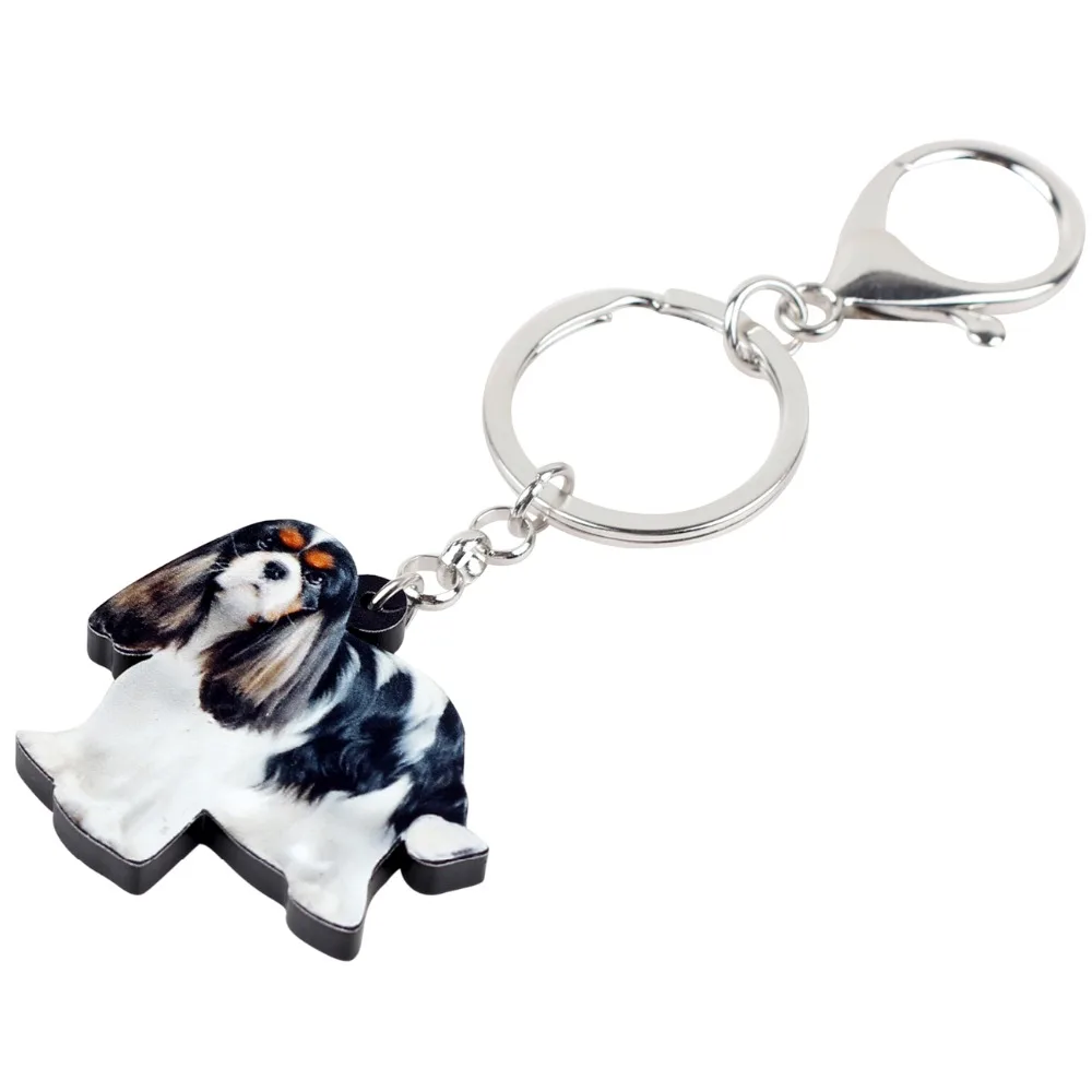 WEVENI Acrylic Cavalier King Charles Spaniel Dog Key Chains Keychains Rings Jewelry For Women Girls Gift Purse Charms Animal Hot