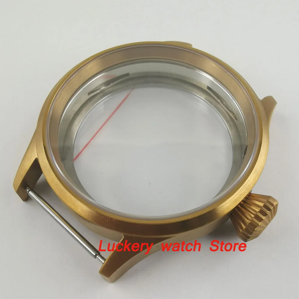 43mm watch case sapphire glass big crown 316L stainless steel Watch Case Fit ETA 6497 6498 ST3600 3620 movement-BK01