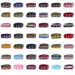 10pcs Wholesale Lot Stripe Retro 20 mm Strong Military Army fabric Nylon Watch Woven Strap Band Buckle belt 20mm watchbands