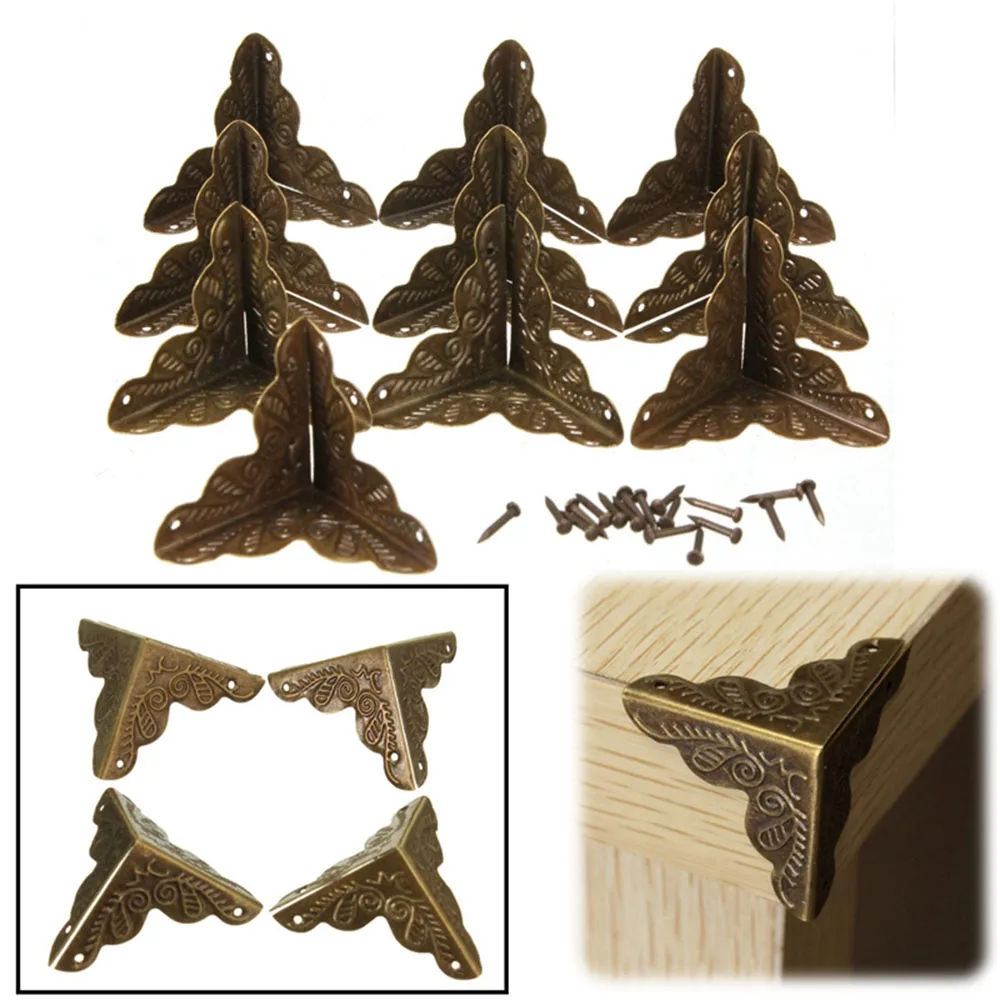 4 Pcs di Modo Antico Angolo Protector Box Cassa di Legno Decorativo Piedi Gamba Staffa Angolo Ferramenta per mobili