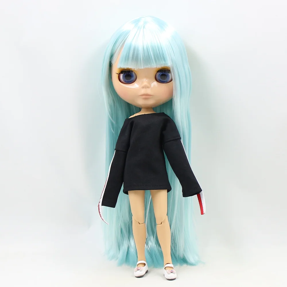 ICY DBS Blyth doll nude joint body 1/6 bjd light blue supple long straight hair for girl present DIY tan skin BL6909