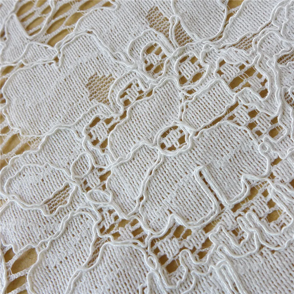 3 Yards White Embroidered French Chantilly Eyelash Lace Fabric With Corded DIY Sewing Craft Accessories Dress Material