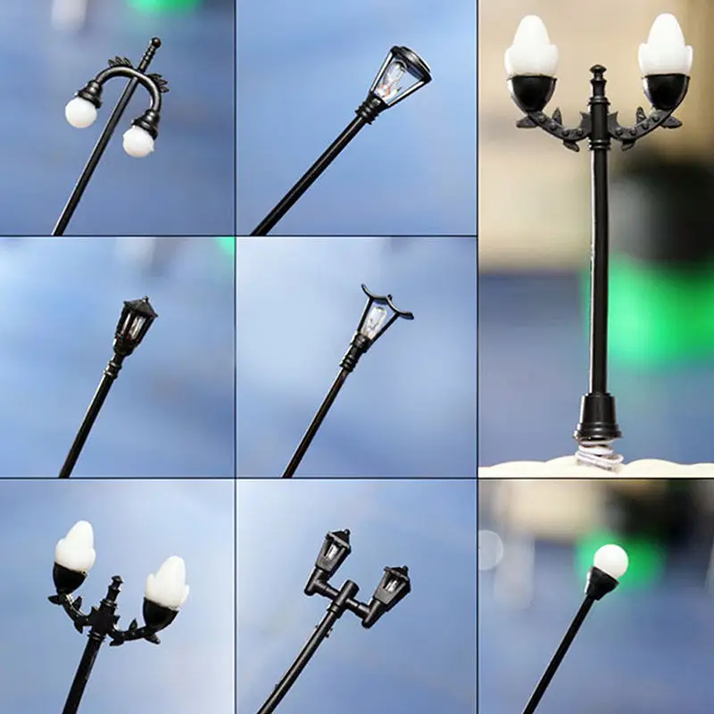 1 Pcs Retro Street Lamp Streetlight Miniature Garden Ornament Figurines Mini Landscape Fairy Garden Resin Craft Decor 10 Styles