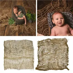 Newborn Handcraft Jute Backdrop Blanket Baby Photography Prop Chunky Burlap Layer Net Studio Props