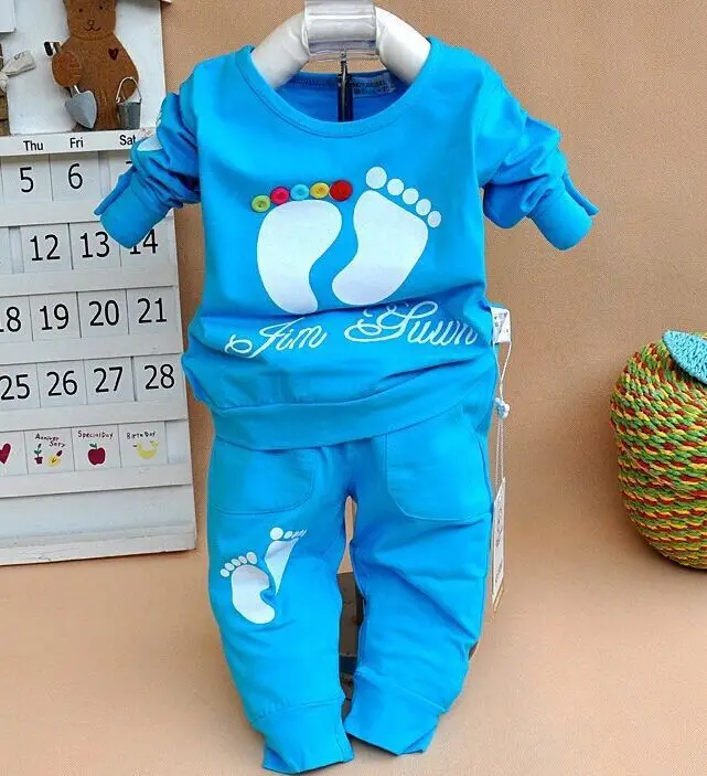 Yellow Cute Baby Boys Clothing Sets Kid Clothing Children's T-Shirts+Pant Suit Outfits 80 90 100 Cheapest Hot Sale