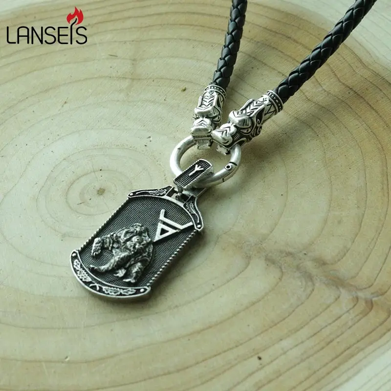 1pcs lanseis dropshipping viking Veles symbol.Weles.Slavic bear pendant norse men necklace  wealth talisman jewelry