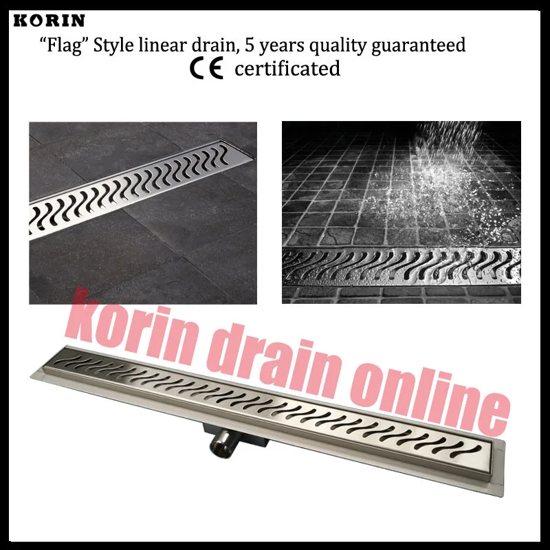 

500mm "Flag" pattern Stainless Steel 304 Linear Shower Drain, Horizontal Drain, Floor Waste, Deodorant floor drain