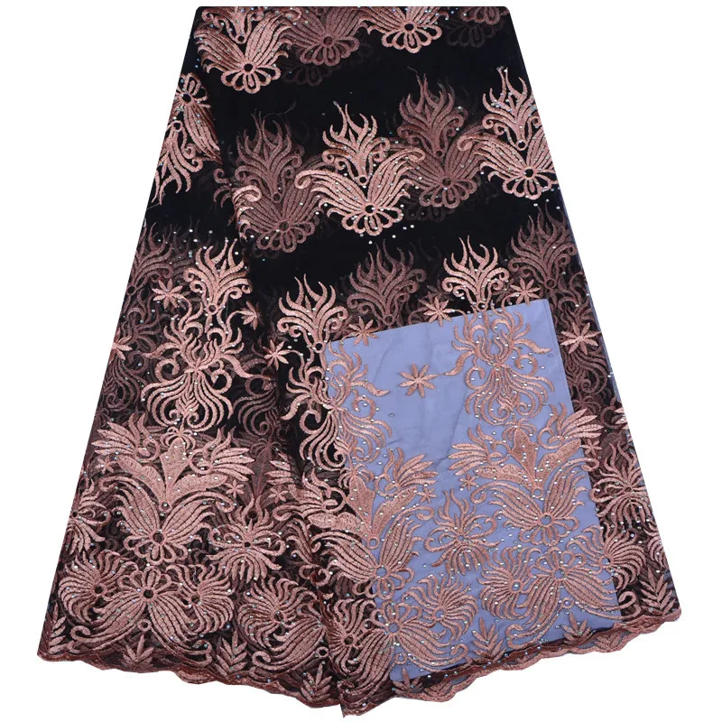 

Best Selling African French Stones Bridal Laces Fabrics Net Tulle Lace Embroidered Lace Fabrics Fuchsia Pink Color 1201