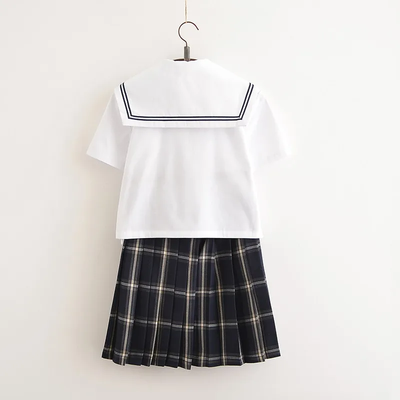 Japanischen Uniform JK Sets Schule Uniformen Mädchen Hexagonal Sterne Hohe Schule Uniformen Frauen Sailor Anzüge Weiß Shirt + Plaid rock