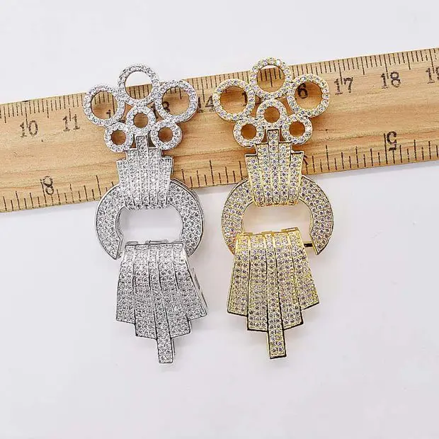 

more strings white/ yellow zircon Jewelry Clasp wholesale clasps/hooks FPPJ FOR DIY