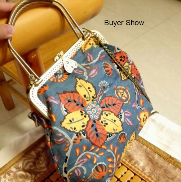 Female Handmade Aesthetics Cottage Retro Flower Handbag Summer Hippie Boho Bohemian Chic Tribal Ethnic Folk Blue Shoulder Bag