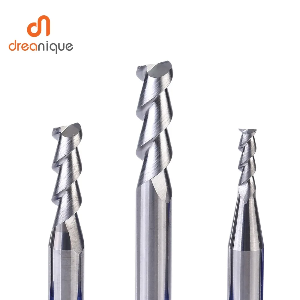 Bit de moinho achatado, 2 flautas, D1-d12, CNC End Mills, Face e Slot, Fresadoras para Usinagem de Alumínio, 1Pc