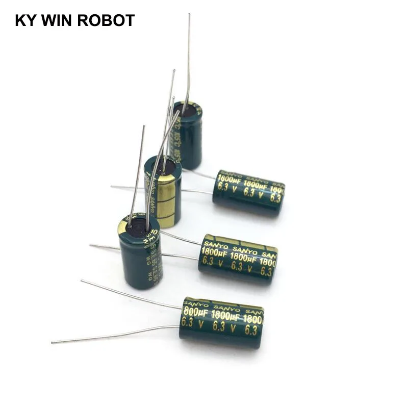 10 Buah Kapasitor Elektrolitik Aluminium 1800 UF 6.3 V 8*16 Mm Frekuensi Tinggi Kapasitor Elektrolitik Radial