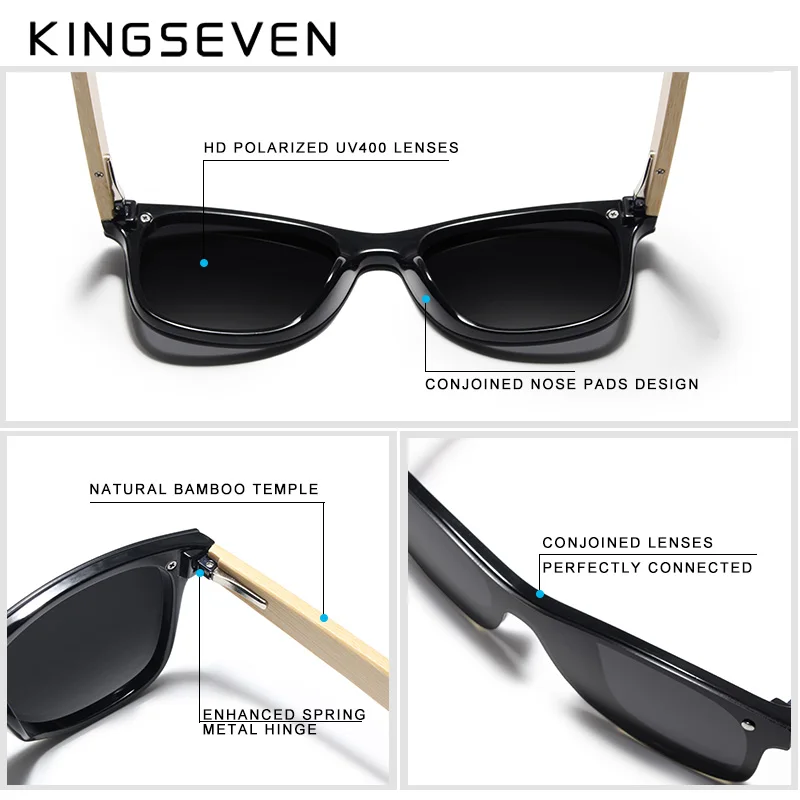 KINGSEVEN 2024 occhiali da sole Vintage in legno di bambù di Design di lusso fatti a mano con specchio polarizzato occhiali da vista scatola di legno
