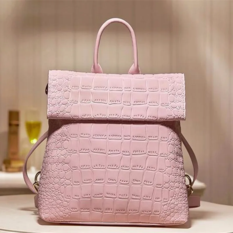 Special Promotion  Fashion Backpacks Bag Women Girls Boys Design Crocodile Pattern PU Leather Schoolbag Satchels