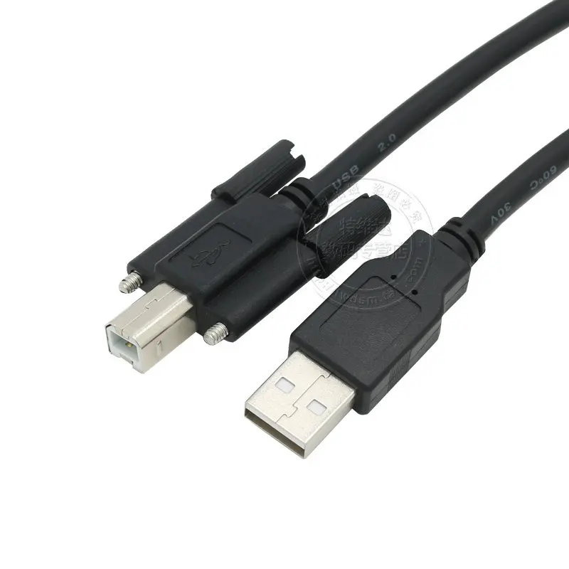 1PCS USB 2.0 A Male To B Male Date Line Cable With Screw Holes Connector For Printer Hard Disk Box Scanner 1.5M/5FT 3M/10FT 5M