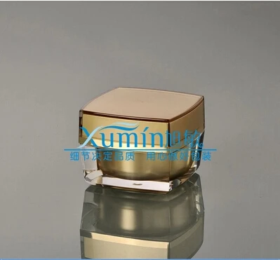 Capacity 30g gold acrylic square shape cream jar,cream plastic gold square Cosmetic Jar,Cosmetic Packaging