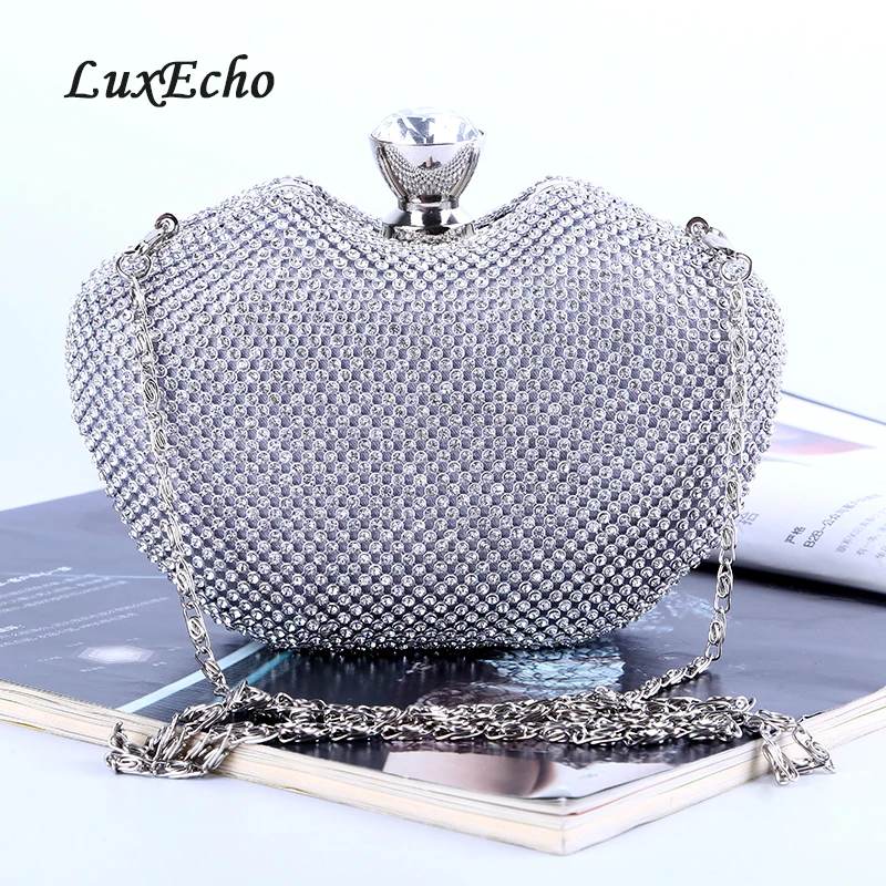 LuxEcho HANDBAGS Rhinestone handbags single Chain Bride wedding purse Fashion party evening bags Day clutches Golden/silver