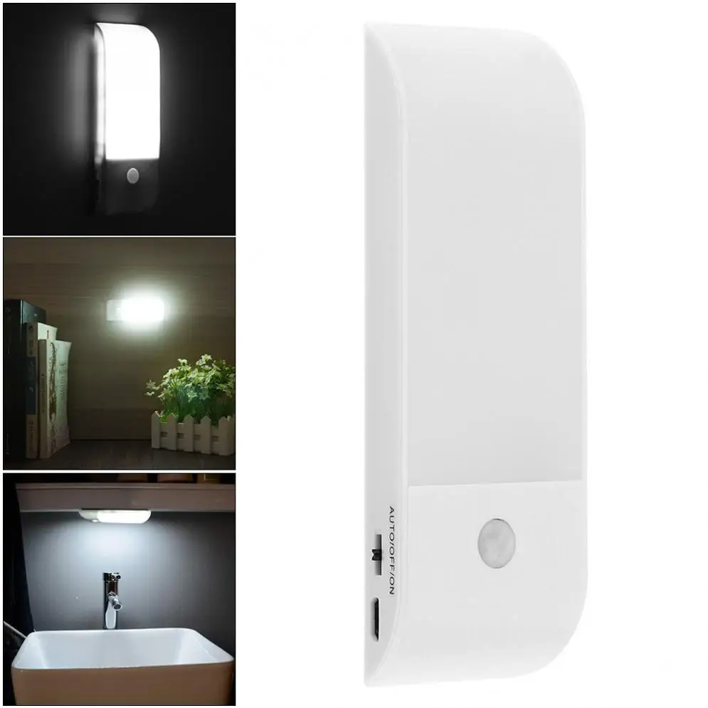 Bright 12 LED Rechargeable PIR Motion Sensor Cabinet Wardrobe Wall Lamp with USB Charging for Hallway/Wardrobe/Pathway/Staircase