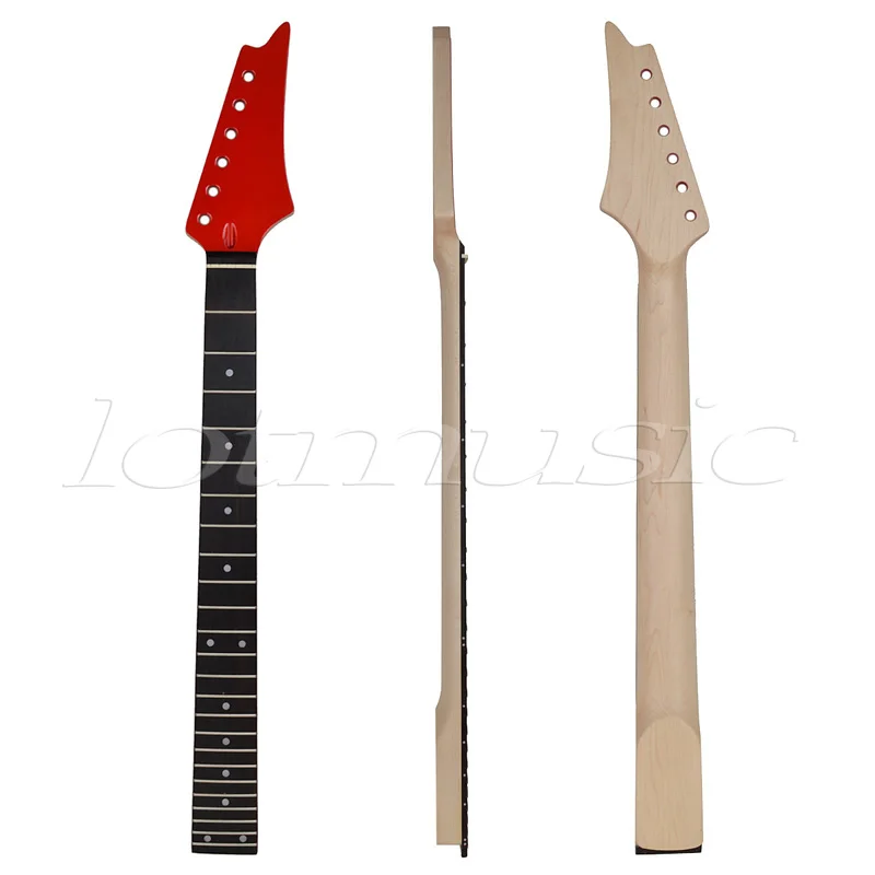 Electric Guitar Neck Red Gloss 24 Fret Square Heel Rosewood Fretboard.