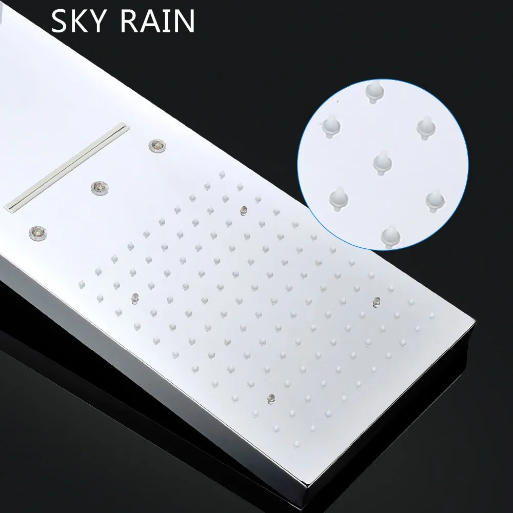 Wall Mounted Rainfall Waterfall 22 Inches Shower Head System LED Shower Faucet Set Thermostatic Mixer Kit
