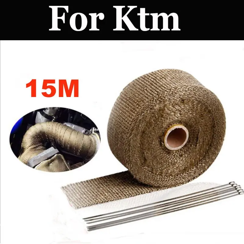 15m Motorcycles Exhaust Front Pipe Cloth Roll Motorbike Anti-Hot Wrap Heat For Ktm 990 1090 1190 Adventuer 1190 Rc8 R Track