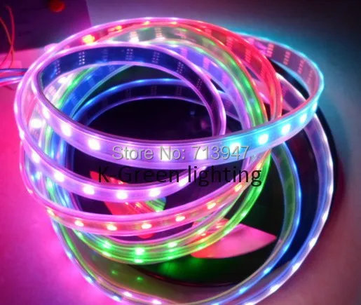 Imagem -01 - Luz de Tira Digital Led Rgb 5050smd Pcb Preto 4pin 30 60 72 144leds m Ip30 Ip65 Ip67 5x Apa104 Dc5v luz de tira digital led rgb 5050smd pcb preto 4pin 30 60 72 144leds m ip30 ip65 ip67 5x apa104 dc5v 01