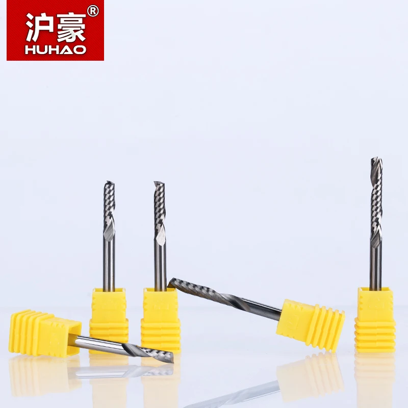 HUHAO 1PC CNC End Mill Shank 4mm One Flute Spiral Cutter Tugster Steel Router Bit For MDF Carbide Milling Cutter For Wood
