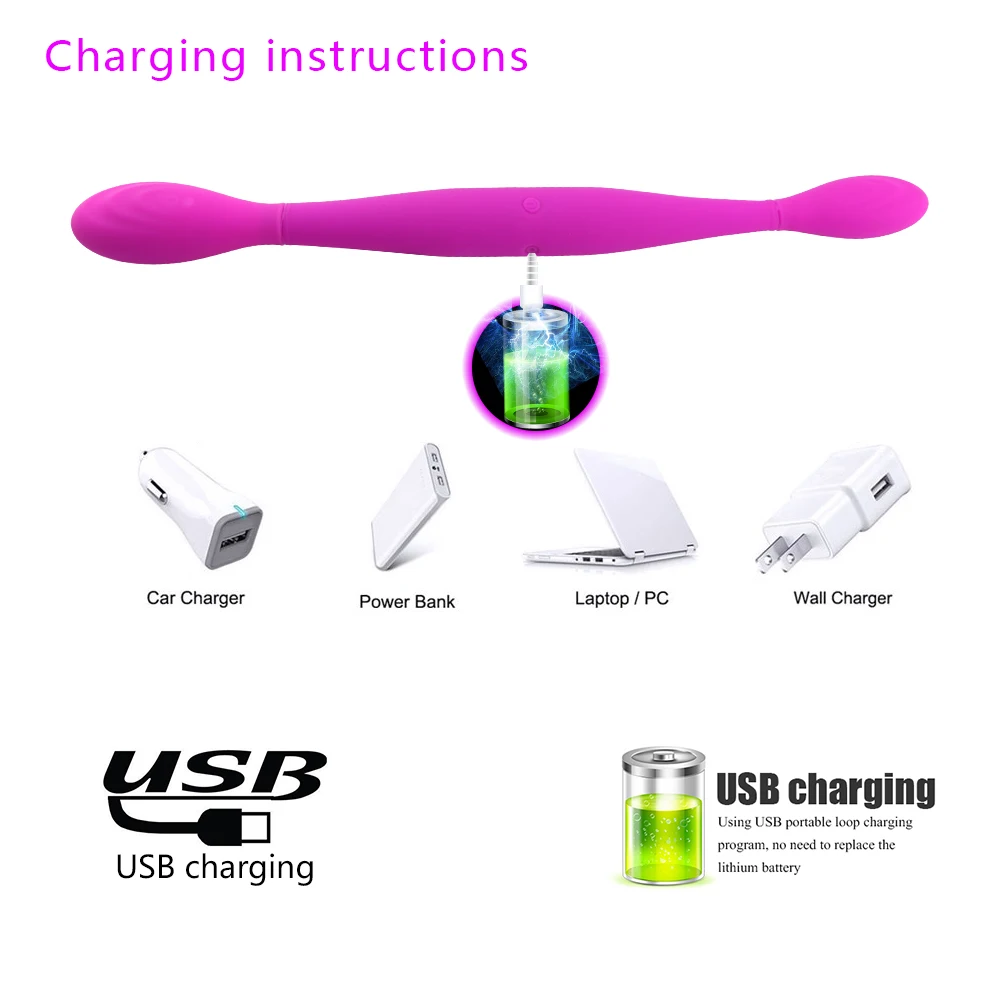 MAIOLI Double Silicone Dildo Vibrators for Women for Lesbian Vagina Anal Vibrator Sex Toys for Woman Sex Product USB Charging