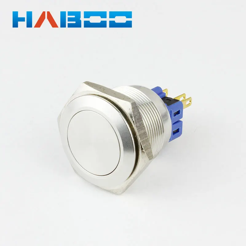 10pcs/lot HABOO P25mm sereies anti vandal stainless steal push button switch on-off metal switch IP67 latching switch 250V 3A