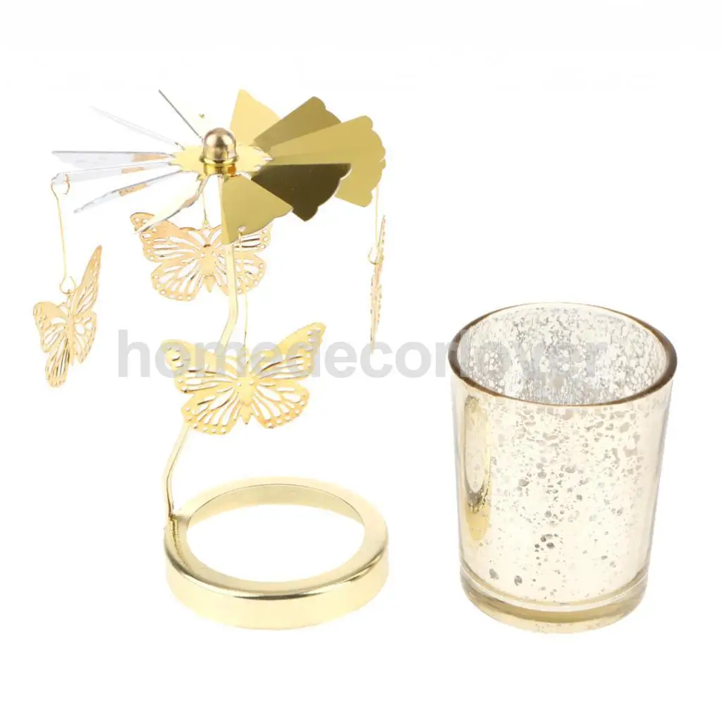 Carrousel Tealight Rotating Candle Holders Romantic Golden Night Light Creative Gifts Holiday Decorative Lamp
