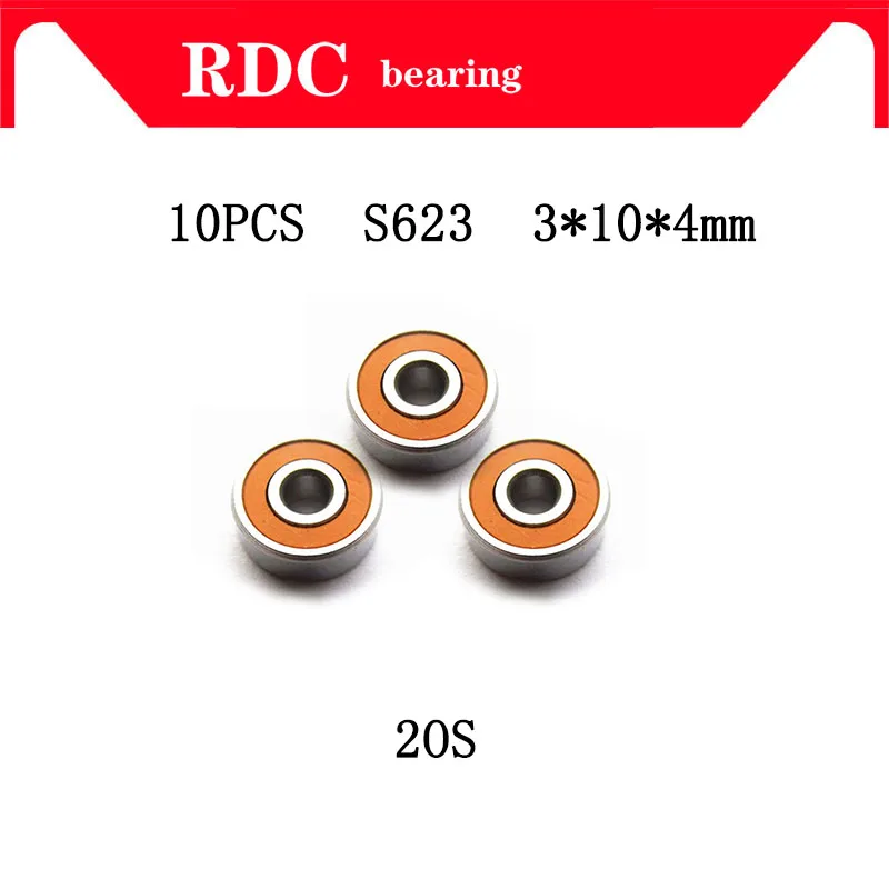 High quality 10PCS S623 2OS 3X10X4mm S623 2RS CB ABEC7 LD 3x10x4 Stainless steel hybrid ceramic ball bearing fishing bearing NEW