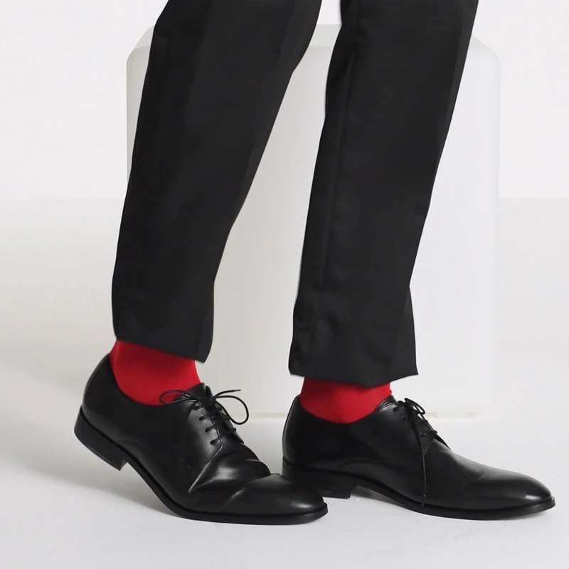 Match-Up Men Bamboo red Socks Breathable Anti-Bacterial man Business Dress Socks (6 Pairs/Lot)