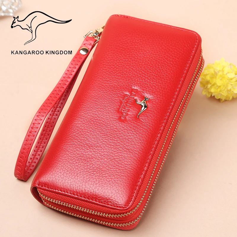 Kangaroo Kingdom Women Wallets Genuine Leather Long Purse Women Clutch Bags Brand Female Wallet