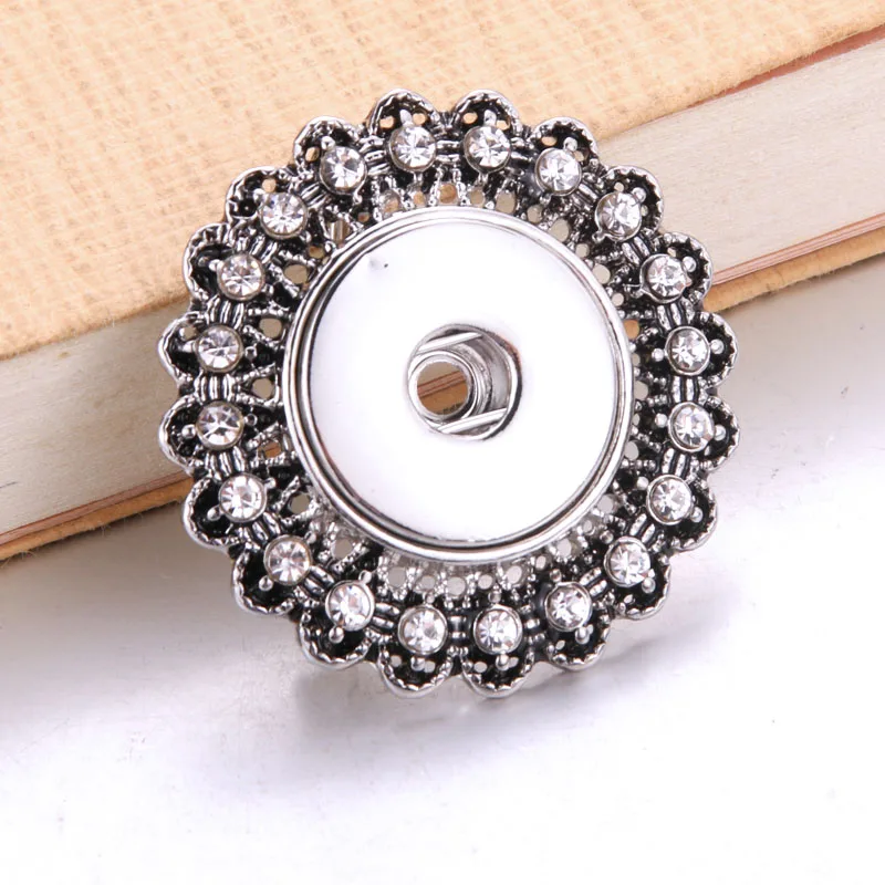 vintage Brooch flower Brooch rhinestone brooch Snap button Jewelry gift girls women (fit 18mm 20mm snaps )