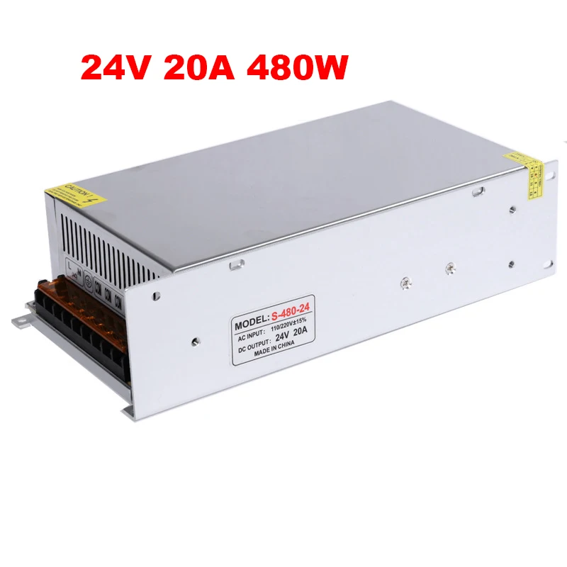 24v 20a 480w switching power supply led driver with cool fan,Aluminum AC110V ac220V to 24V light transformer for led strip light