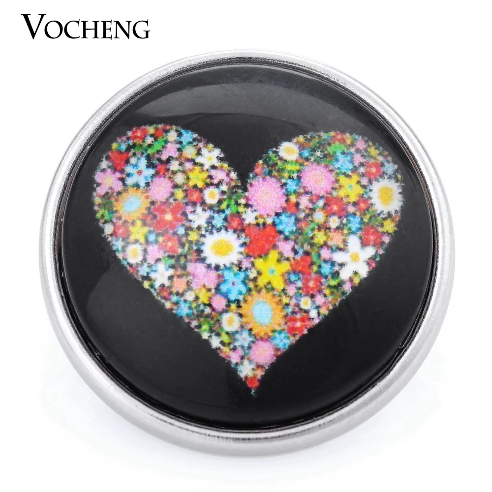 

Vocheng Ginger Snap Button 18mm Glass Charms Blossom Heart Vn-1002