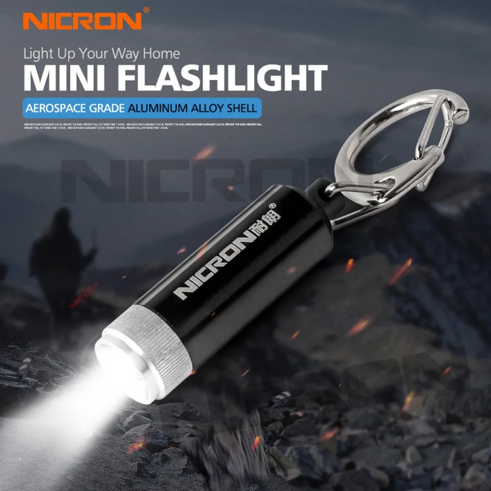 NICRON Micro Key Chain Led Flashlight 10LM 50CD Waterproof Super Mini Lamp Torch Light Pocket 36*11mm Outdoor For Camping G10A2