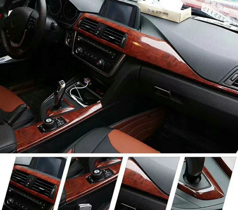 Imitation Wood Grain Protection Vinyl Film Scratch Car-styling Stickers And Decals Central Control Panel Interior Trim 1.52X20M