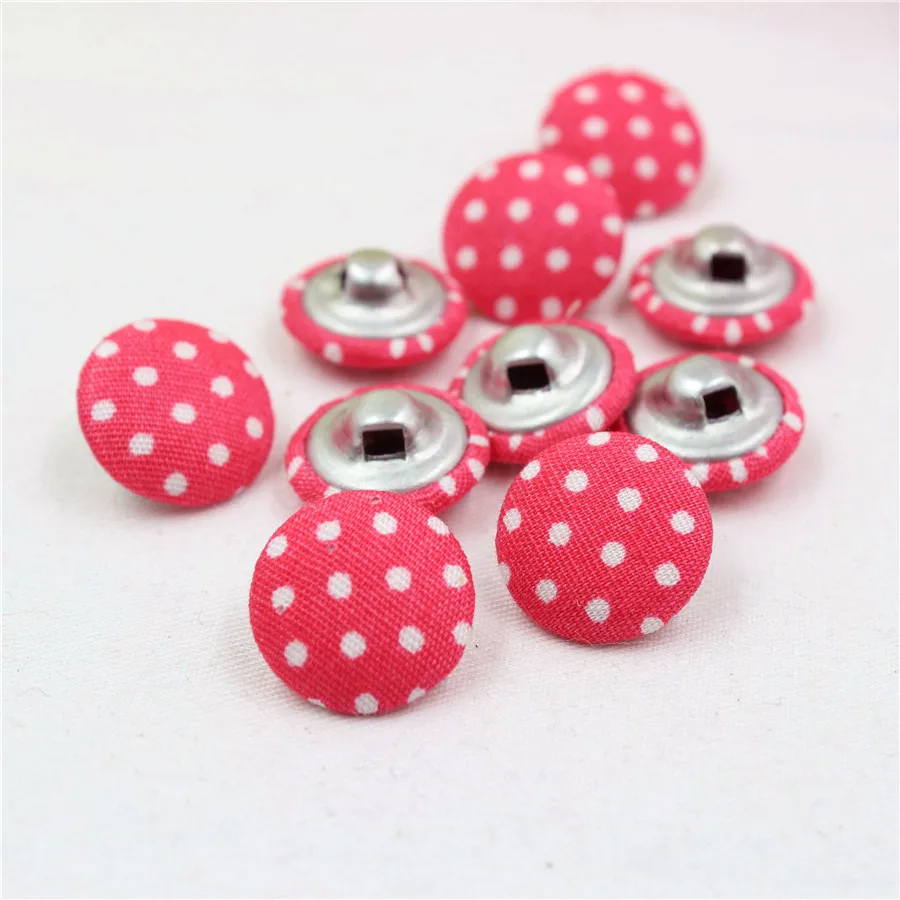 YJHSMY 10Style 100 pcs/Lot 15mm Dot Fabric Covered Cloth Buttons, garment accessories,Diy BK065