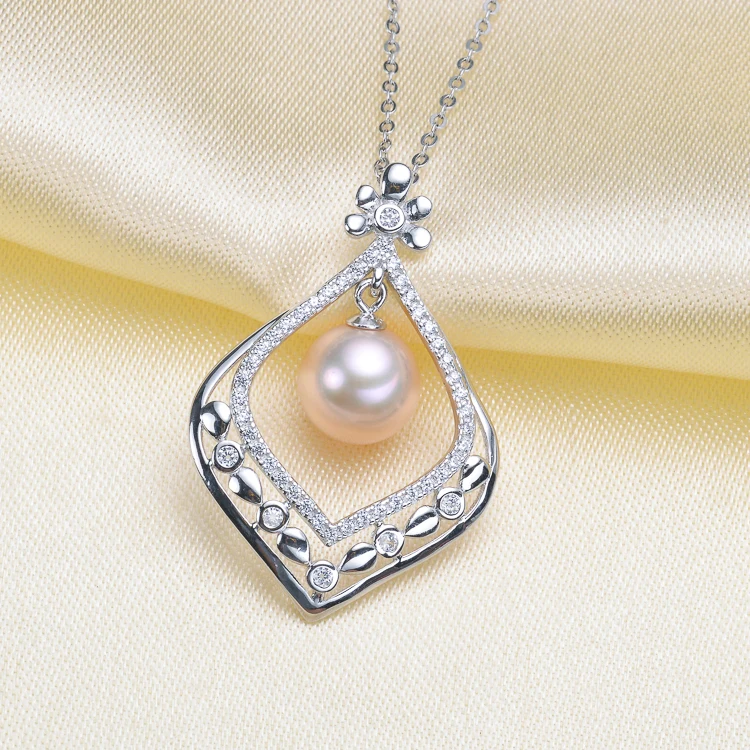 DIY Pearl Jewelry Accessory S925 Sterling Silver Waterdrop Design Pearl Pendant Findings&Components Silver&Gold Color 3Pieces